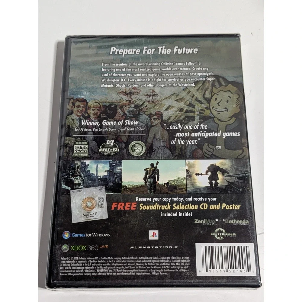 Fallout 3 Pre-Order Box (PC/Xbox‎ 360/PS3) - NEW & SEALED - Music CD & Poster
